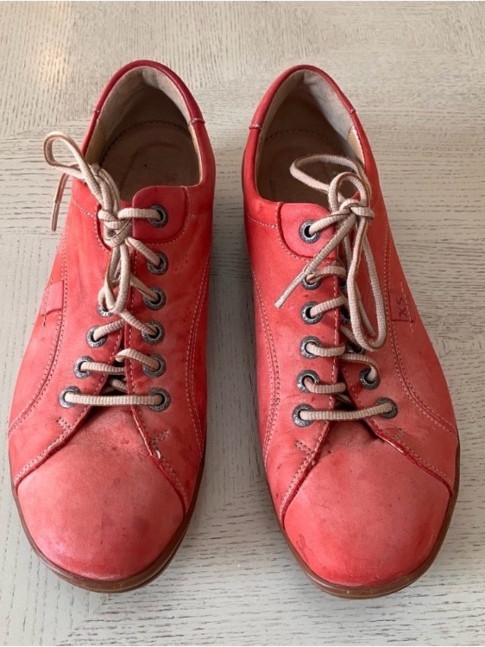 Hartjes XS Red/Coral Nubuck Leather Lace-Up Comfort Shoes Women’s US 8  UK 5.5